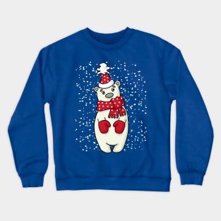 Polar Bear in Snow - Christmas Polar Bear Crewneck Sweatshirt